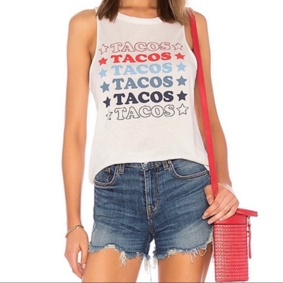 Chaser Tacos Muscle Tank Size M Red White and Blue Stars Taco Tuesday - Picture 1 of 9